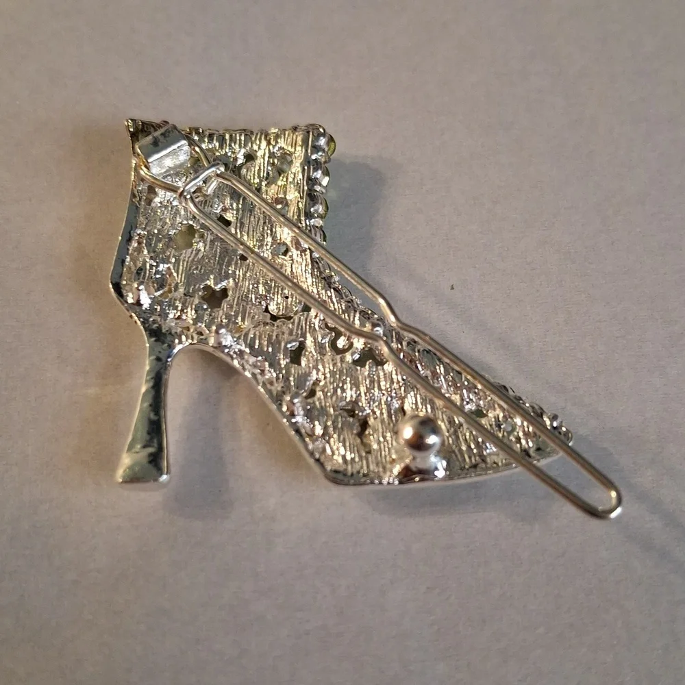 Green Rhinestone High Heel Barette